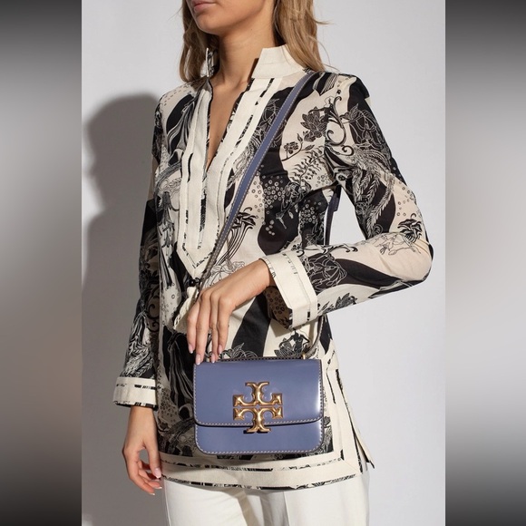 Tory Burch Eleanor Spazzolato Small Convertible Crossbody Bag Dark Lotus - Picture 7 of 8